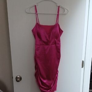 Sleek Pink Satin Dress